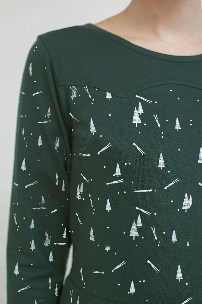 Vestido Nidia media capa estampado pinos