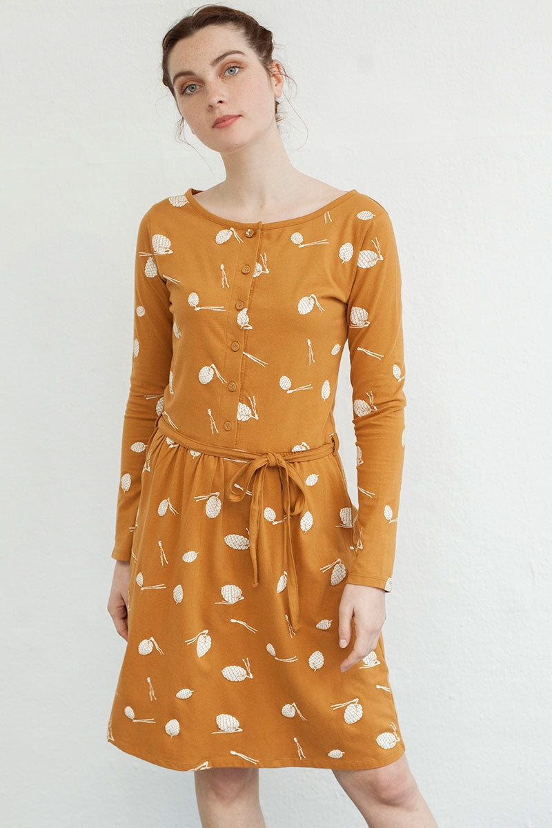 Vestido Noa con botones y estampado piñas.