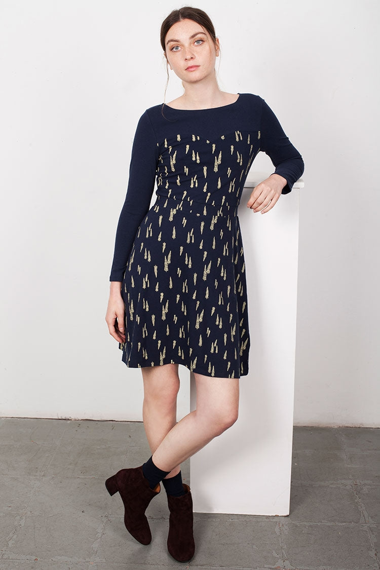 Yoke Leaves print Laina dress