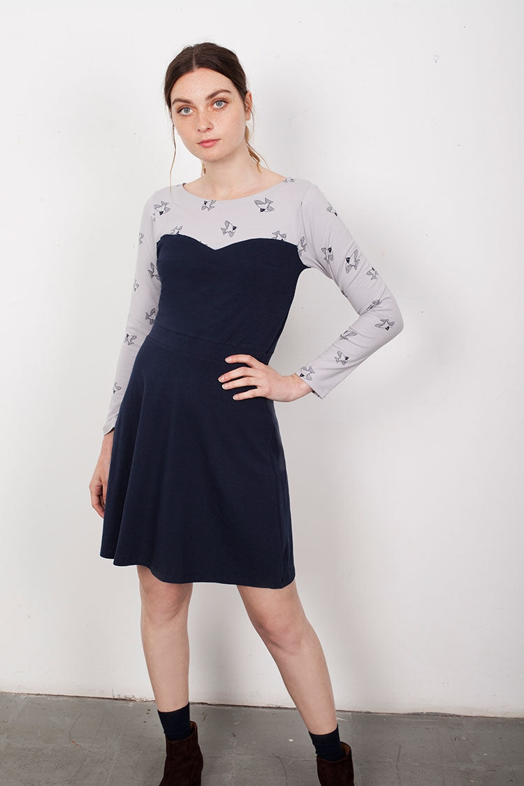Yoke Navy Blue Laina dress